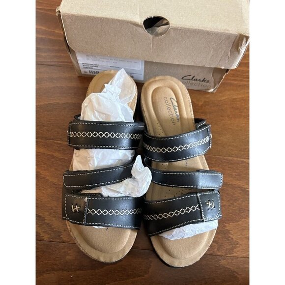 Clarks Women's Roseville Bay Flat Sandal Black Ankle Strap Open Toe NEW 6 M - Picture 6 of 7